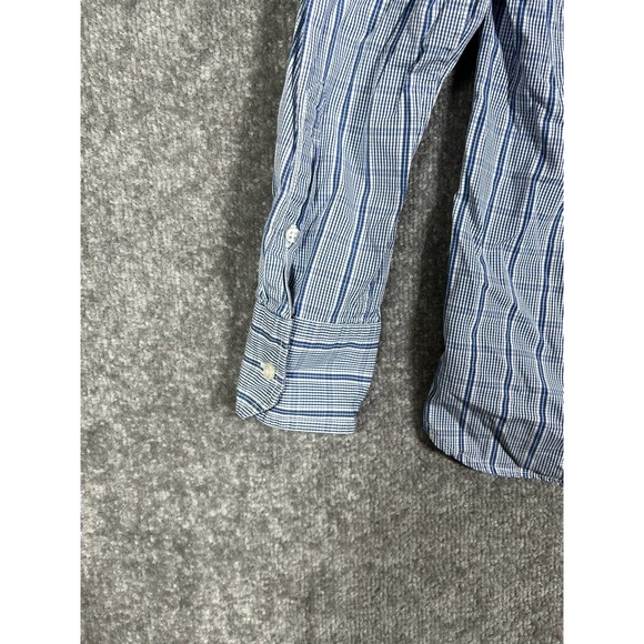 Tommy Hilfiger 80s 2 Ply Fabric Button Down Shirt Mens Size Small Blue Plaid - Picture 8 of 10